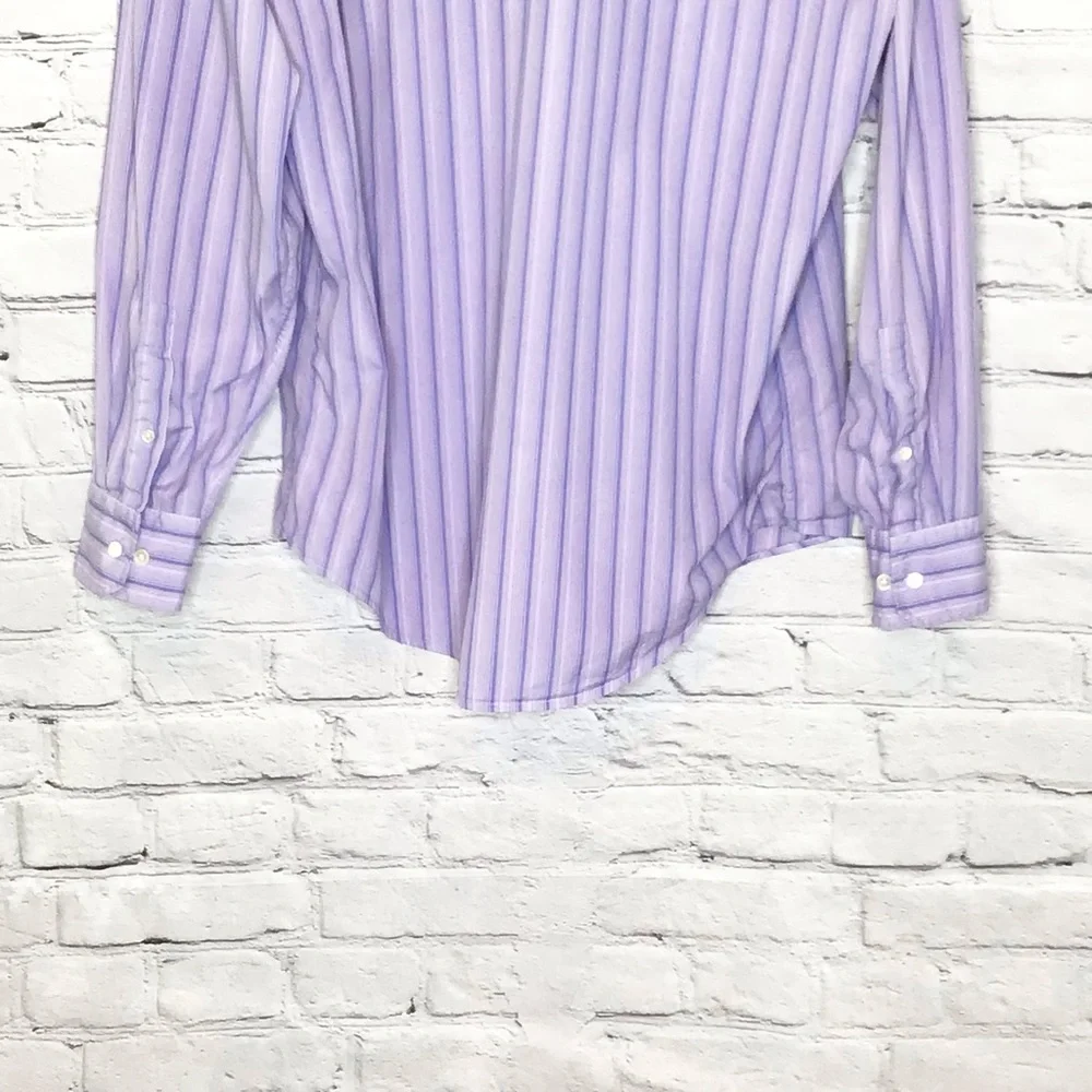 Banana Republic Custom Dyed Lilac Casual Button Down Striped Long Sleeve Large